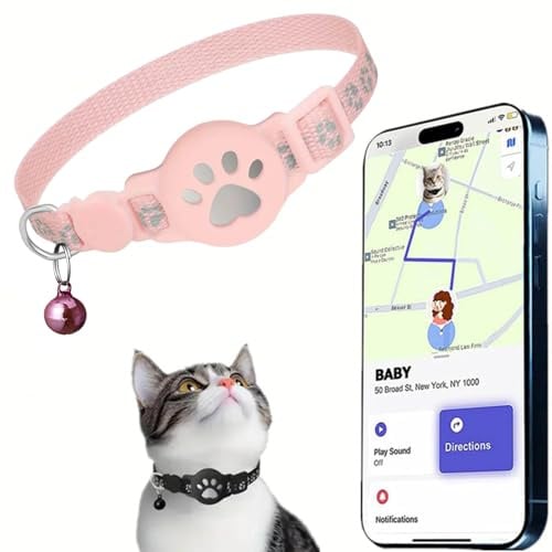 GPS Cat Tracker Collar, GPS Tracker Collar for Cat and Dog, No Subscription & SIM, Compatible with Android/HarmonyOS, IPX5 Splash-Resistant (Android, Pink)