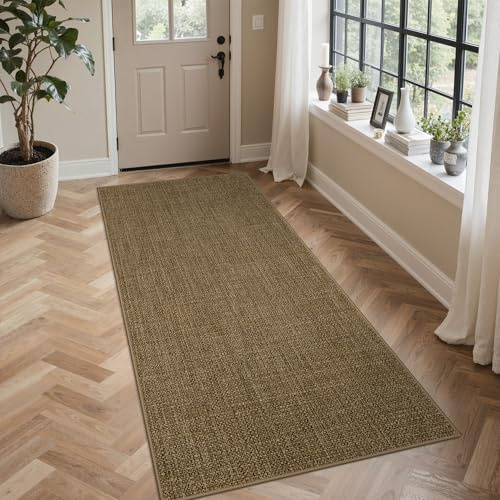 GENIMO Faux Jute Indoor Outdoor Runner Rug, Washable Non Slip Patio Garden Rug, Quick Dry Breathable Synthetic Jute Look, Soft Anti Fatigue, Kids & Pet Friendly, 80x150CM