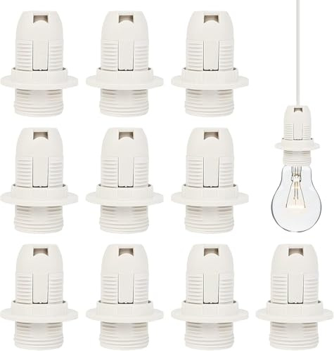 E14 Lot de 10 Douilles Plastique pour Ampoules, 250V 2A Adaptateur de Douille Vintage pour Ampoule Économique à Vis, Blanc