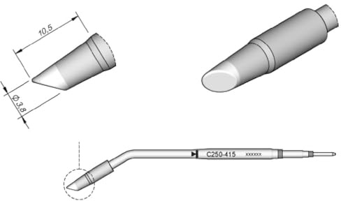 JBC Lötspitze Serie C250, Rundform, C250415/Ø 3,8 mm, abgeschrägt C250415 (Lötkartusche Lötpatrone Loetspitze Loetkartusche Loetpatrone AL250 2500 AL-2500)
