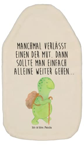 Mr. & Mrs. Panda Wärmflasche Schildkröte Wanderer - Geschenk, Kleine Wärmflasche, Motivationsspruch, Rucksack, Neuanfang, Wärmflaschenbezug,