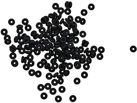 P Prettyia 100 Stück Silikon kautschuk Stopper Perlen Spacer Beads Perle Bastelperlen Dekoperlen zum Basteln Auffädeln Schmuckherstellung - Schwarz