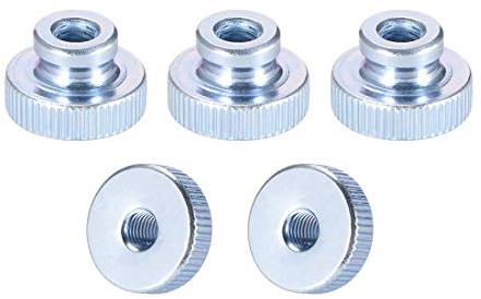 sourcing map Knurled Thumb Nuts, 5Pcs M6x1mm Iron Round Knobs Fasteners for 3D Printer Parts, Silver Tone