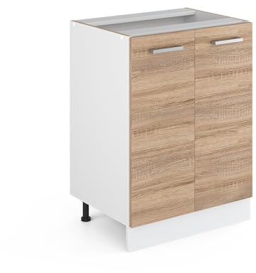 Vicco Mueble bajo de Cocina R-Line, Sonoma/Blanco, 60 cm sin encimera