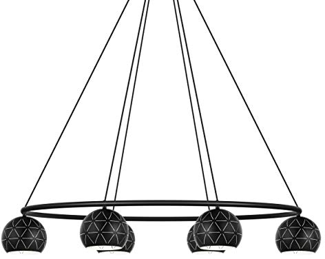 EGLO Pendelleuchte Cantallops, 6 flammige Hängelampe, Elegant, Hängeleuchte aus Stahl in Schwarz, Esstischlampe, Wohnzimmerlampe hängend mit E14 Fassung
