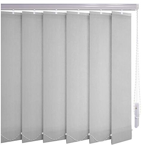 Sonnenschutz-HH® - Lamellenvorhang grau Leinenoptik mit Streifen lichtdurchlässig - Breite 150 cm x 250 cm Höhe - Lamellenbreite 127mm Vertikaljalousie Vertikalanlage Schiebevorhang