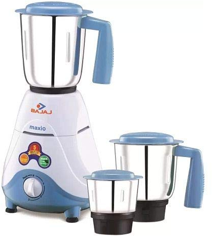 Bajaj Maxio - Molinillo mezclador con 3 tarros (blanco y azul, 500 W)