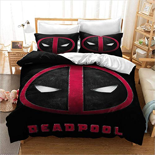 GDGM The Avengers Bettbezug Bettwäsche Set - Bettbezug Und Kissenbezug,Mikrofaser,3D Bettwäsche,Deadpool Kinderbettwäsche (E,155x220cm)