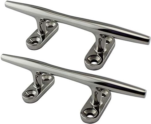 POFET 2 Pcs 8 inch-100mm 316 Stainless Steel Heavy Duty Boat Hollow Base Cleats for Marine Yacht,Stainless Steel Marine Boat Dock Deck Rope Cleat Cleats Hollow Base Bollard