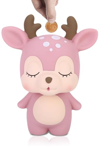 Spardose Hirsch, Spardose Mädchen Kinder, Spardose Hirsch Rosa, Spardose Mädchen, Spardose in Hirschform, Spardose Cartoon, Spardose Kinder, Spardose für Weihnachten und Geburtstag