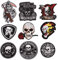 NAMIS Schädel Aufnäher Patches Biker Aufnäher STK Patch Sticker Patches Zum aufbügeln Skull Aufnäher Biker Patch für Frauen,Erwachsene,Kleidung,Jacken,Jeans(9 Stück)