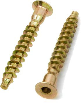 HEXATON Vis d'Assemblage pour Meubles – 6,4 x 50 mm Lot de 50 – Tête Fraisée Empreinte Hexagonale – Filetage Complet – Acier Galvanisé Jaune