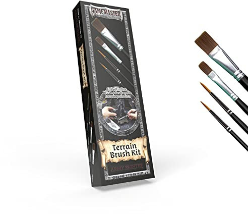 The Army Painter GameMaster Lot de 4 pinceaux de Sol pour Peinture XPS Foam MDF Board Scenery ou Wargaming Terrain: Pinceau Sec Grand Moyen Pinceau de Lavage