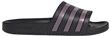 adidas Damen Adilette Aqua Schiebe-Sandalen, Schwarz Matt Lila Metallic Schwarz, 44 EU