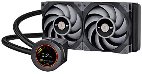 Thermaltake TOUGHLIQUID Ultra 240 AIO Liquid Cooler AMD(AM5/AM4) Intel(LGA 1700/1200) 2.1 Inch Rotational LCD Display 2500RPM Radiator Fan TT RGB Plus/Alexa/Razer Chroma Enabled CL-W322-PL12GM-B,Black