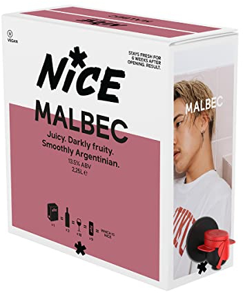 NICE Malbec | Argentinian Wine in a Box | Juicy & Fruity Red Wine from Mendoza Region | Darkly Fruity, Wicked Depth | 1 x 2.25L Boxed Wine