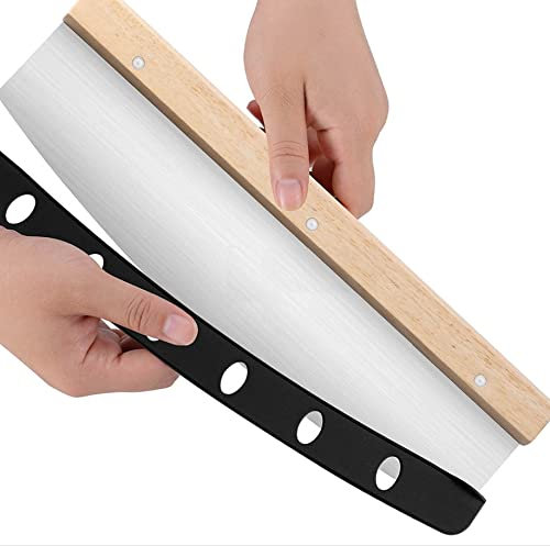 Pizzaschneider Wiegemesser mit Klingenschutz | Pizza Cutter aus Edelstahl | scharfer Pizzamesser | vielseitig einsetzbares Pizzateiler |scharfe Edelstahl Klinge 35 cm und robuster Griff