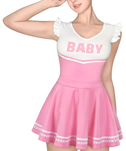 LittleForBig Cotone Pagliaccetto Onesie Pigiama Bodysuit –Baby CheerLeader Tennis Gonna Body Set Rosa XL