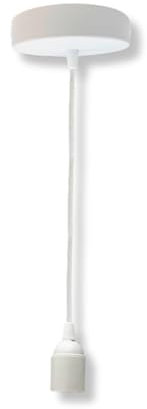 HALOTEC | Weiße Hängelampe mit Metallrosette | 1 m Textilkabel & E27 Fassung | Für sichtbare Glühbirnen | Stilvolle Innenbeleuchtung für Wohn-, Ess-, Schlaf- & Arbeitsräume