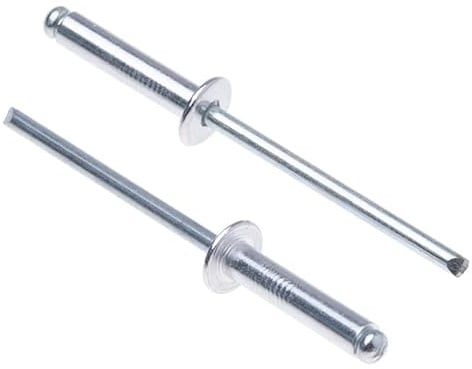 4.8mm x 10mm Aluminiumnieten, 500 Pack – Nieten für Metall, Blindniete, Kuppelkopf Legierungsnieten, Aluminiumkörper und Stahldorn Popnieten für Weißblech, Metallbefestigungen, Leder – Drucknieten