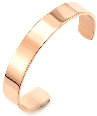 COOLSTEELANDBEYOND 19CM Klassiker Herren Damen Verstellbare Armband Armreif Edelstahl Rose Goldfarben Poliert