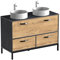 Miroytengo Mueble de Baño Doble Sena Estilo Industrial en Color Roble Gold y Negro con 2 Cajones, 1 Puerta y Patas 120x92x50 cm (Lavabo Cerámico)
