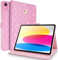 Changjia for iPad 10th Generation 10.9 2022 Case, Girly Crown Diamond Rhinestone Cute Elegant PU Leather Smart Auto Sleep/Wake Kickstand Shockproof Case for Apple 10.9 inch iPad 10th (Pink)