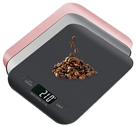 Dejaf Digital Kitchen Scales 5kg/1g Food Scales with Backlit LCD Display and Tare Function Stainless Steel Multi-Function Scale for Food/Kitchen/Coffee Scales kitchen essentials (Black)