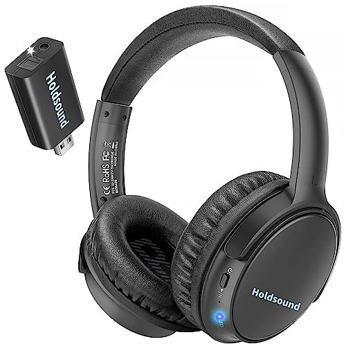 Auriculares inalámbricos para TV BKM400 Bluetooth TV auriculares inalámbricos con transmisor USB óptico, AUX, RCA, USB, Plug & Play, 165 pies de largo alcance, sin demora, 20 horas, más fuerte y más