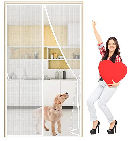 Fliegengitter Fenster Insektenschutz, 60x230cm Magnet ohne Bohren Moskitonetz Dachfenster Fliegenschutzgitter für Innen Außen Praktischer Magnetverschluss - Weiß Z