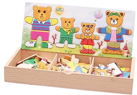 Toyvian Jouets D'éveil Scie Sauteuse Jouets De Tri Jouets De Puzzle en Bois Changer De Vêtements Bébé Bambou