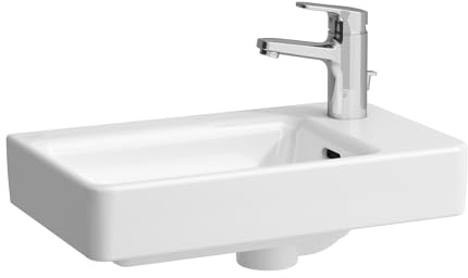 LAUFEN PRO S Handwaschbecken, Becken links, 1 Hahnloch, mit Überlauf, 480x280mm, H815954A001041, Farbe: Weiß