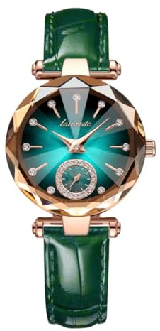 aswan watch Damen Analog Quarz Armbanduhr mit Lederarmband, 2 Zeiger, 32 mm Gehäusegröße,Klein,Geschliffenes Uhrenglas