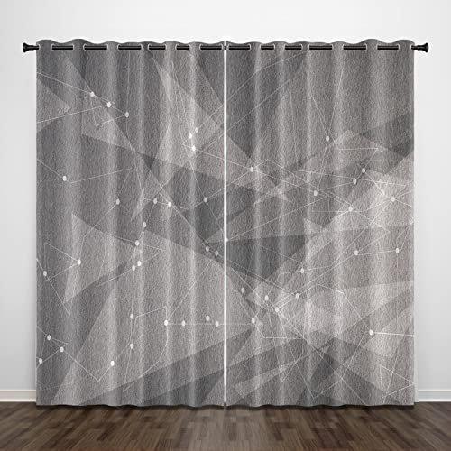 Rideau Occultant Thermiques Couleurs Lignes De Triangle Gris Rideaux Occultant Thermique avec Oeillets Rideau Salon Moderne pour Enfant, Fenêtre À Obscurcissement Et Isolation 2 X 150 (L) X 166 (H)