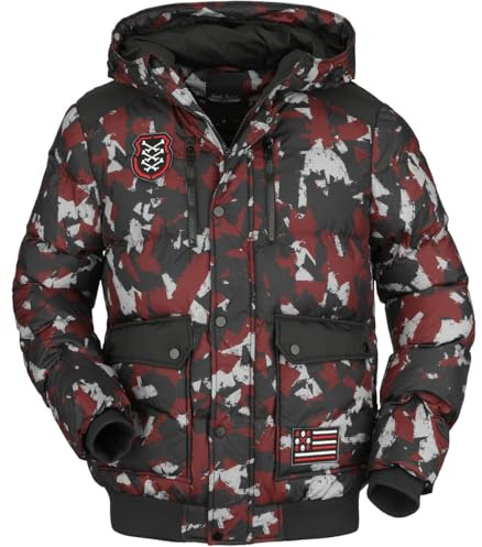 Rock Rebel by EMP Herren camouflage Übergangsjacke in rot-schwarz mit Patches L