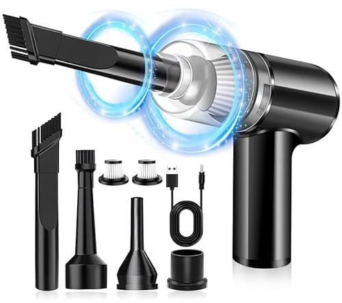 KITBEZN Handstaubsauger, Kabelloser Auto-Staubsauger, Mini-Tragbarer Wiederaufladbarer Handstaubsauger Akku mit 2 Filtern, Schwarz