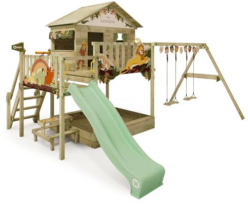 Disney's El Rey León Quest Parque Infantil de Wickey - Estructura para trepar, Equipo de Juegos de jardín para niños - Parque Infantil de jardín de Madera para Exteriores