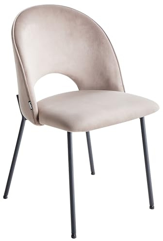 Beliani Esszimmerstuhl 2er-Set Samtstoff Taupe mit schwarzem Metallgestell Retro Covelo