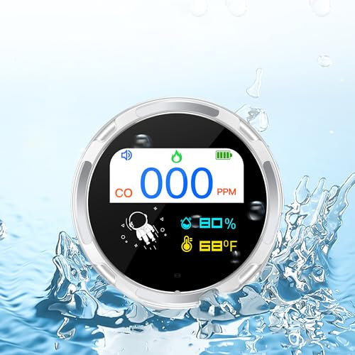 Détecteur de monoxyde de Carbone de Voyage, Alarme de monoxyde de Carbone étanche IP67, 3 en 1(CO température - humidité), idéal pour l'intérieur, l'extérieur et Le Camping, etc.