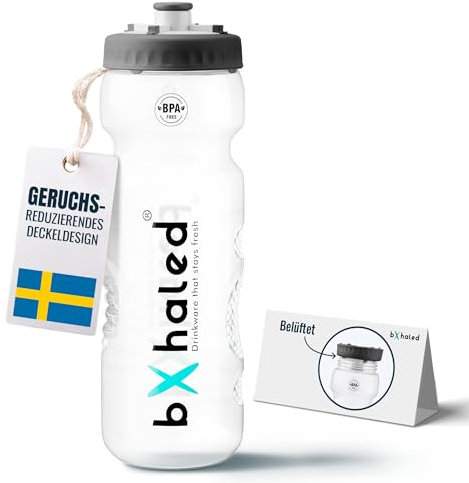 bXhaled - BPA freie Trinkflasche Sport Wasserflasche, Frisch und Geruchsfreie Sport Trinkflasche 750ml Auslaufsicher, Gym Flasche Trinkflaschen, Sportflasche, Sporttrinkflasche Fitness Flasche, Weiß