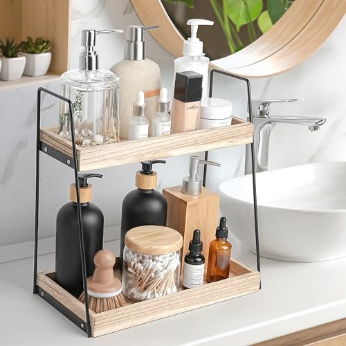 Winter Shore Waschtisch-Organizer Bad mit 2 Ebenen - Kleines Regal für Schminktisch, Hautpflegeprodukte, Kosmetik - Regal Badezimmer- & Küchenarbeitsplatte - Organizer Badezimmer, Waschtisch