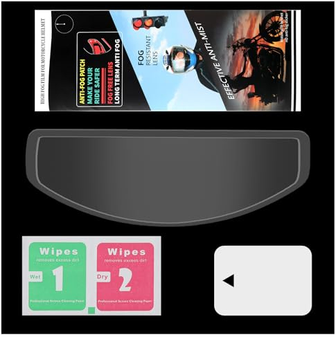 Motorcycle Helmet Visor Anti-Fog Film, Universal Protective Film Clear Shields Lens Insert, Fog Resistant Helmet Visor Sticker with Install Tool and Cleaning Cloth, Prevent Fogging Film 25cm x 9cm