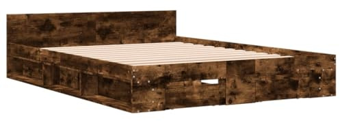 vidaXL Bettgestell mit Schubladen Räuchereiche 160x200cm Holzwerkstoff