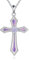 Vadmans Kreuz Kette für Damen 925 Sterling Silber 5A CZ Geburtsstein Halskette Anhänger Kreuz Schmuck Geschenke für Mädchen (F.Hellviolett-Juni-Alexandrit)
