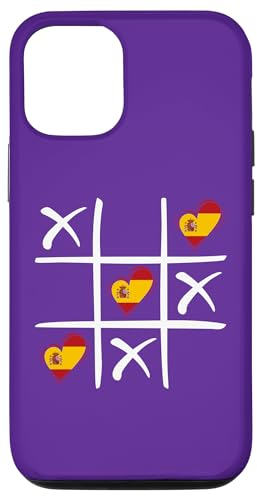 Hülle für iPhone 15 Spanien-Flagge farbige Herzen, Tic Tac Toe
