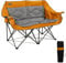 LANMOUNTAIN Folding Loveseat Camping Chair, Portable Double Chair w/Cup Holder,Wine Glass Holder,Carry Bag Heavy Duty Lawn Chair for 2 Adults,Perfect for Camp,Hiking,Picnics and Beach Trips,Orange