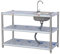 Lavello da Cucina 1 Vasca,Lavandino Esterno con Rubinetto,Lavatoio Inox Professionale,Lavabo da Giardino Campeggio,Lavandino Commerciale Autoportante,per Interno Garage Lavanderia(90x50x80cm)