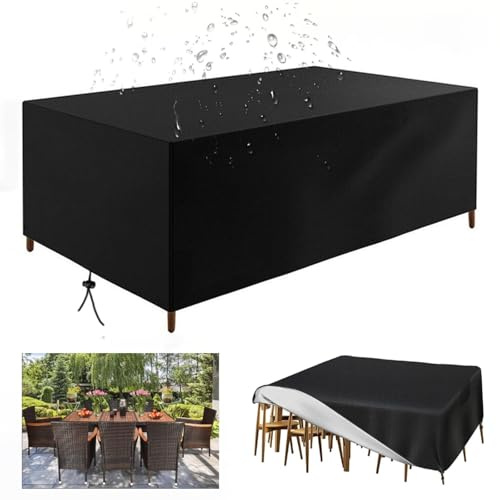 HNKDKJ Gartenmöbel Abdeckung Wasserdicht 230x115x75cm(Höhe) Schwerlast 420D Oxford Gewebe Gartentisch Abdeckung Abdeckplane Gartenmöbel für Gartentische Terrassenmöbel Outdoor Tisch-Schwarz