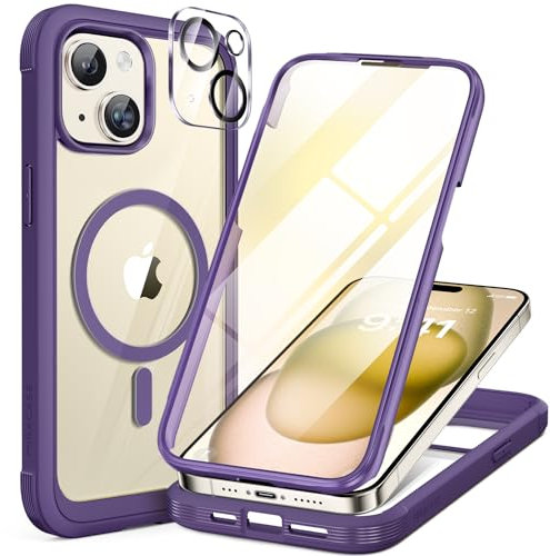 Miracase Magnetic for iPhone 15 Plus Case, Full Body Protection, Purple