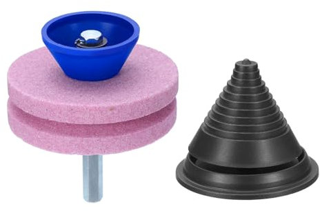 QUARKZMAN RasenmäHer MesserschäRfer, 1 Stück Korund Doppelschicht Heckenschere Schärfen mit Schwarzer Messwaage für Bohrmaschine Handbohrer Gartengerät, Pink